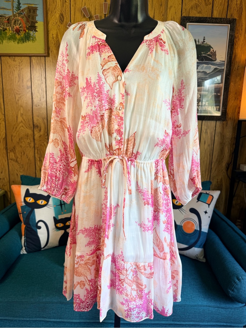 LC Lauren Conrad Floral Tie-Waist Ruffle Dress